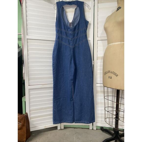 Y2K Blue Denim Jeans One Piece Jumper Pants Suit Women’s S Small 100% Cotton - Picture 8 of 8